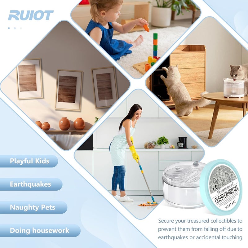 Ruiot 6 oz Clear Exhibit Gel, Reusable Museum Exhibit Putty to Keep Collections in Place, Removable & No Residue Exhibit Wax Fixed Decorations and Collection to Prevent Falling, Vibration. - Image 3
